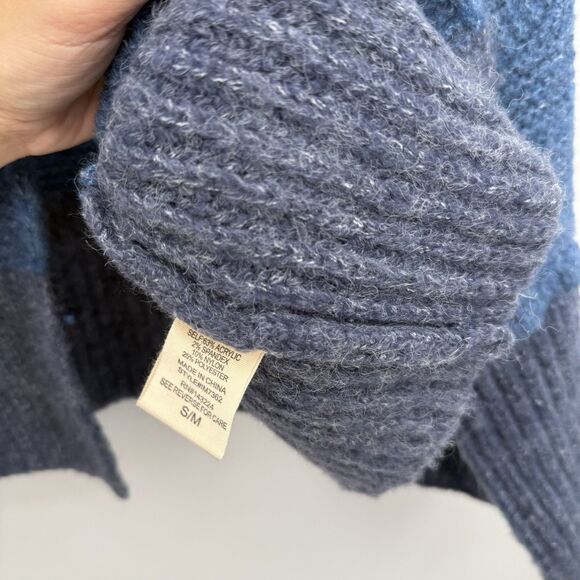 Illa Illa Blue Two Tone Chunky Knit Cropped Cardigan Sweater Size S/M - Picture 7 of 8